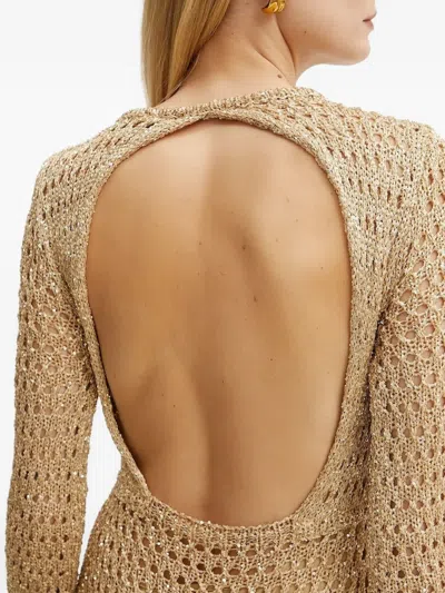 Simona Corsellini Open-back Fringe Mini Dress In Neutral