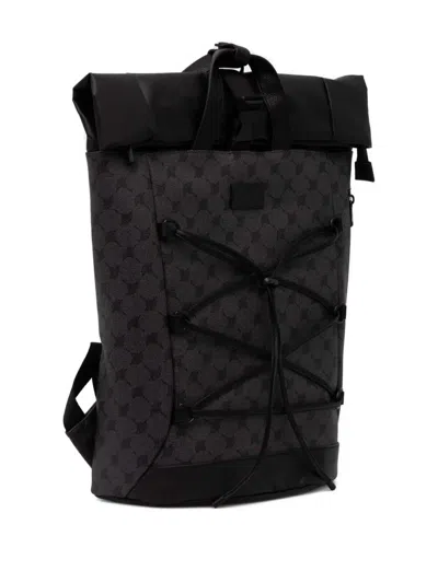 Joop Roll-top Patterned Backpack In Black