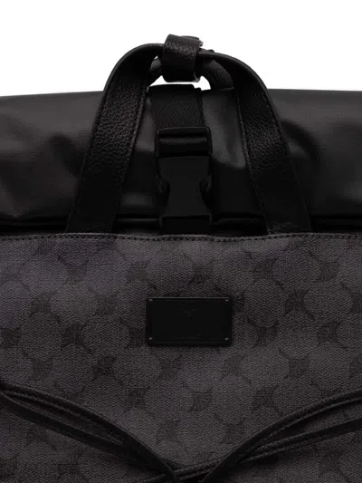 Joop Roll-top Patterned Backpack In Black