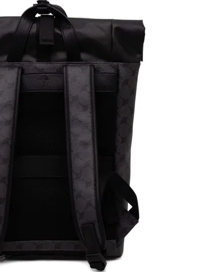 Joop Roll-top Patterned Backpack In Black