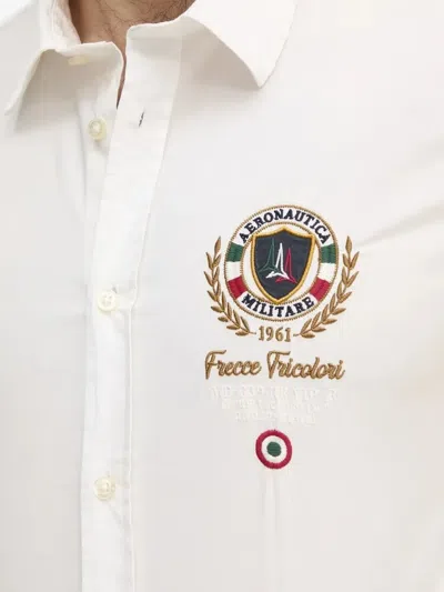 Aeronautica Militare Embroidered Short-sleeve Shirt In White