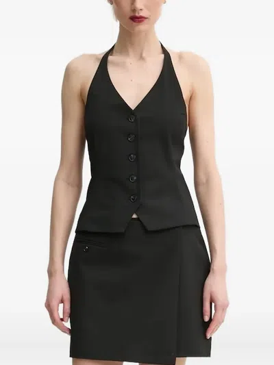 Samsoe & Samsoe Saneem Halter-neck Button Top In Black