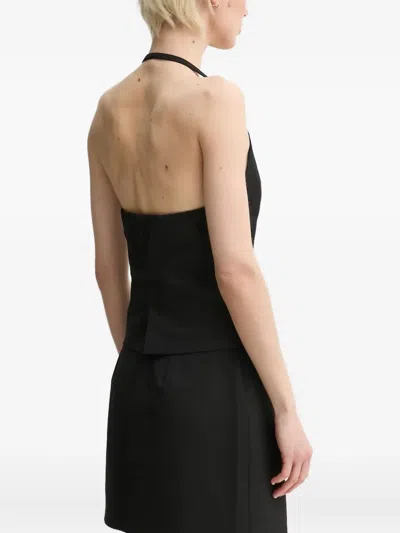 Samsoe & Samsoe Saneem Halter-neck Button Top In Black