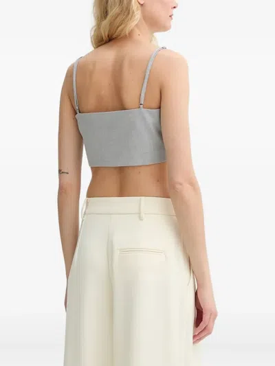 Isabelle Blanche Embellished-strappy Top In Gray