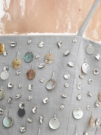 Isabelle Blanche Embellished-strappy Top In Gray