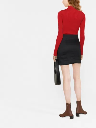 Courrèges Rib Knit Mock Neck Sweater In Red