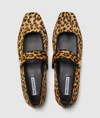 Karl Lagerfeld Leopard-print Ballet Flats In Gold