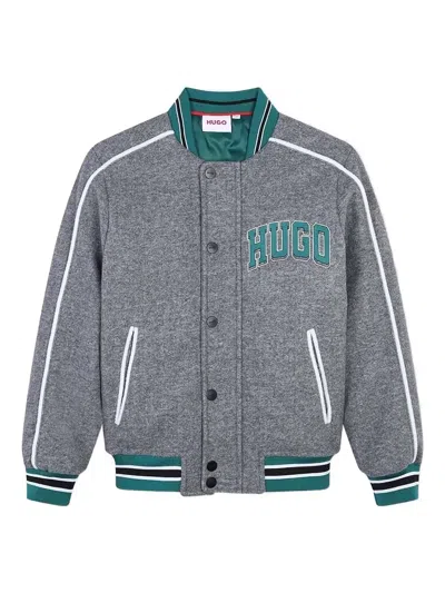 Hugo Boss Logo-appliqué Bomber Jacket In Gray