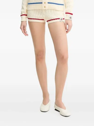 Bally Open-knit Stripe-detail Shorts In Neutral