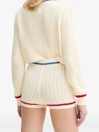Bally Open-knit Stripe-detail Shorts In Neutral