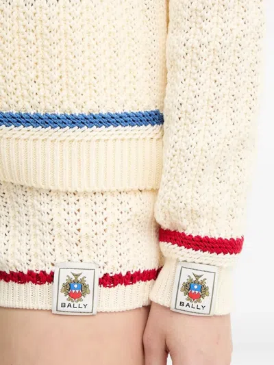 Bally Open-knit Stripe-detail Shorts In Neutral