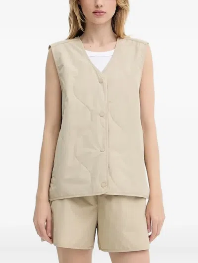 Samsoe & Samsoe Quilted Button-fastening Gilet In Neutral