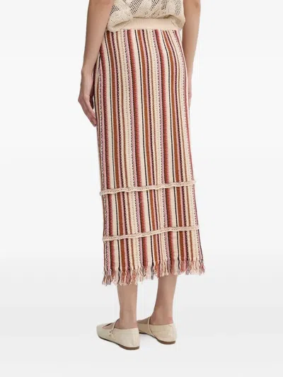 Hoss Intropia Striped Fringe Skirt In Red
