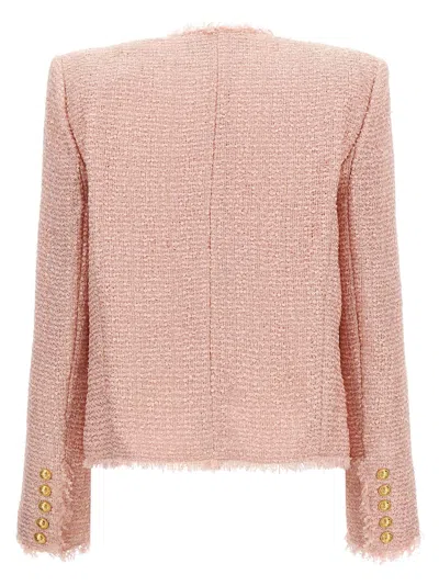 Balmain Edge-to-edge Sequin Tweed Jacket In Pink