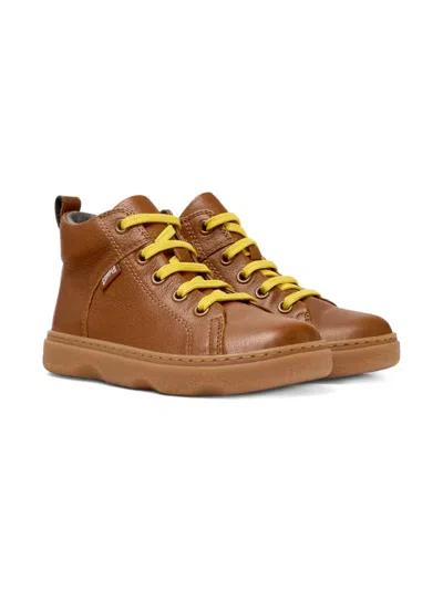 Camper Leather Lace-up Ankle Boots In Brown