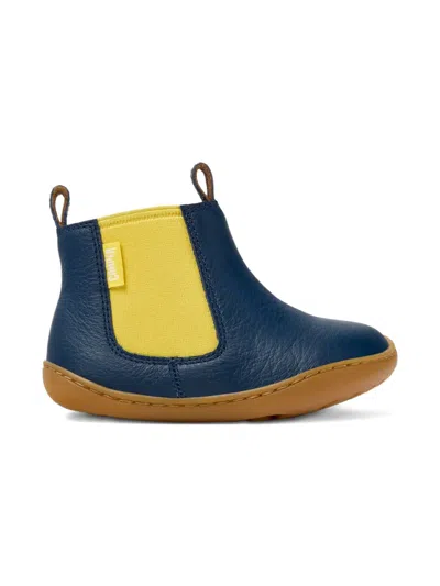 Camper Peu Elastic-panel Leather Boots In Blue