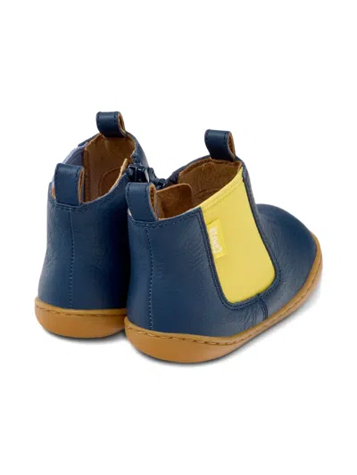 Camper Peu Elastic-panel Leather Boots In Blue