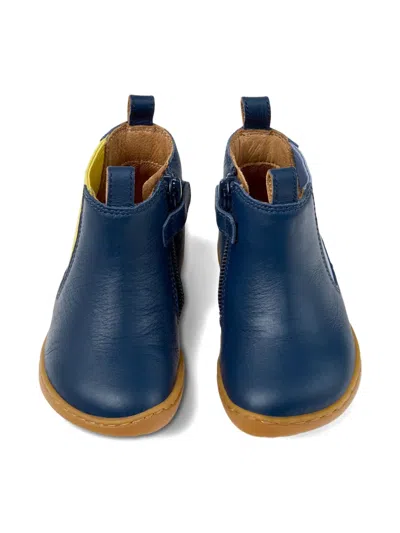 Camper Peu Elastic-panel Leather Boots In Blue