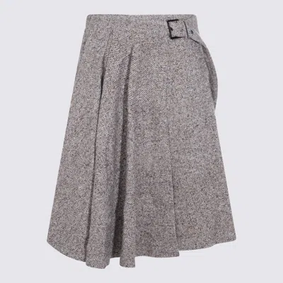 Brunello Cucinelli Virgin Wool Midi Skirt In Animal Print