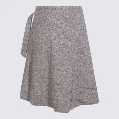 Brunello Cucinelli Virgin Wool Midi Skirt In Animal Print