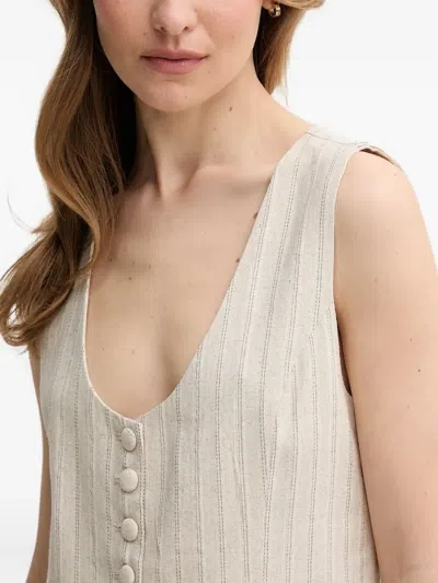 Hoss Intropia Pinstripe Button Top In Neutral