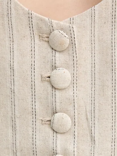 Hoss Intropia Pinstripe Button Top In Neutral