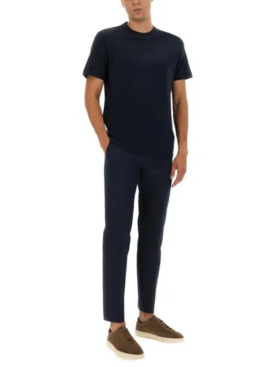 Hugo Boss Tailored Trousers With Belt Loops And Pockets In Blue