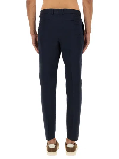 Hugo Boss Tailored Trousers With Belt Loops And Pockets In Blue