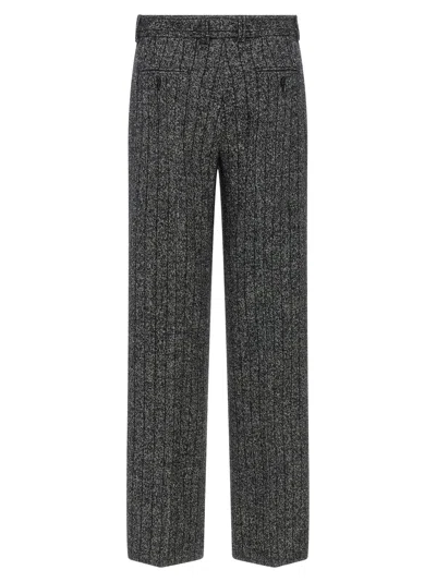 Dolce & Gabbana Wool Trousers With Textured Fabric And Pockets In Gray