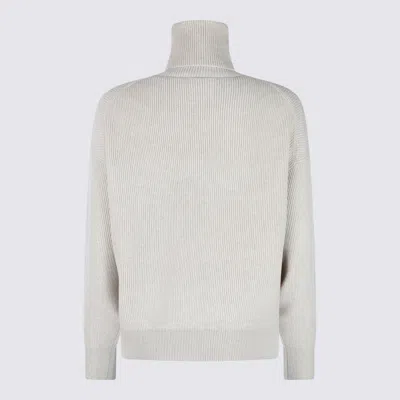 Brunello Cucinelli Ribbed Turtleneck Sweater With Dropped Shoulders In Neutral