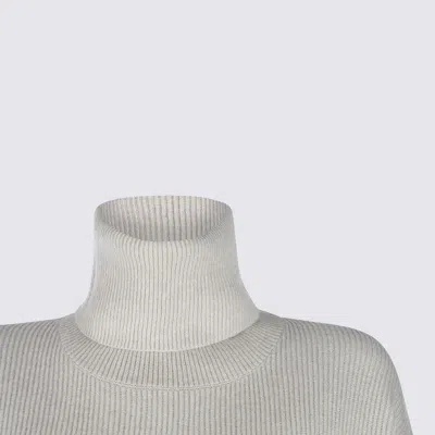 Brunello Cucinelli Ribbed Turtleneck Sweater With Dropped Shoulders In Neutral