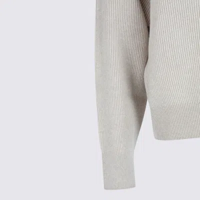 Brunello Cucinelli Ribbed Turtleneck Sweater With Dropped Shoulders In Neutral
