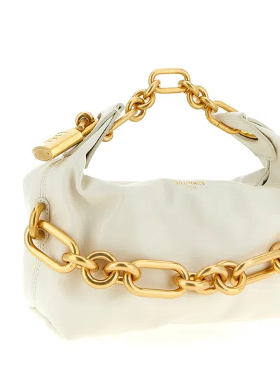Balmain Sync Chain Mini Top-handle Bag In Calfskin Leather In White
