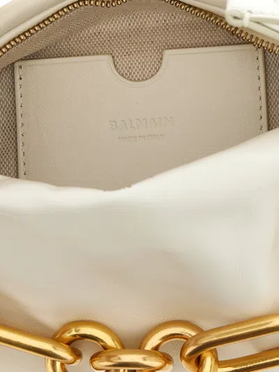 Balmain Sync Chain Mini Top-handle Bag In Calfskin Leather In White
