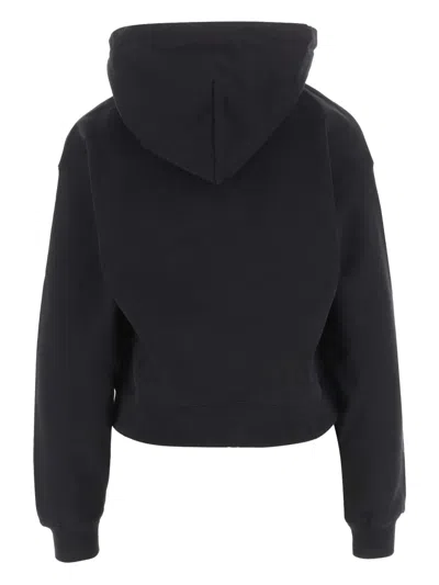 Jacquemus Le Hoodie Gros Grain Black Cropped Hoodie With Drawstring Hood And Logo Patch On The Front In Cotton