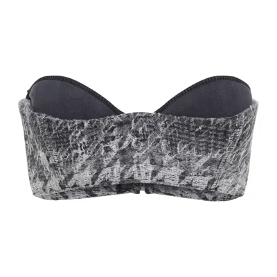 Diesel Abstract Textured Bodysuit With Structured Bust In Gray