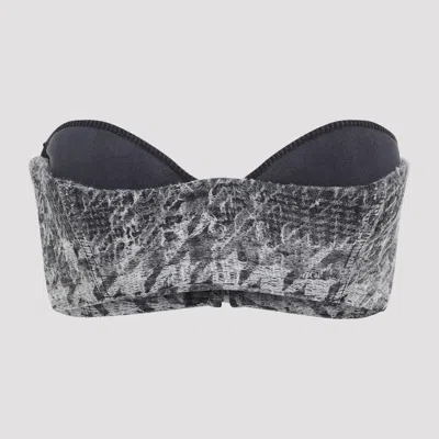 Diesel Abstract Textured Bodysuit With Structured Bust In Gray