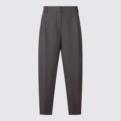 Brunello Cucinelli Grey Wool Pants In Brown
