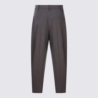 Brunello Cucinelli Grey Wool Pants In Brown