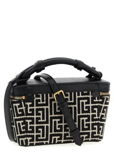 Balmain B-army Vanity Case In Monogrammed Canvas And Leather