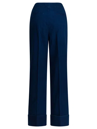 Valentino Garavani Wide-leg Jeans With Pleats In Blue