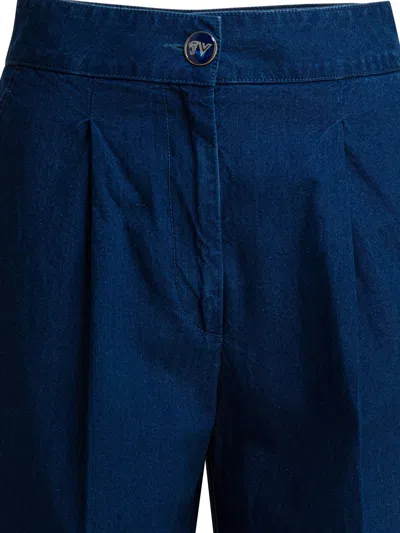 Valentino Garavani Wide-leg Jeans With Pleats In Blue