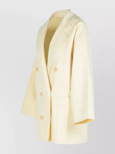 Max Mara Teddy Crop White Wool Blend Coat In Brown