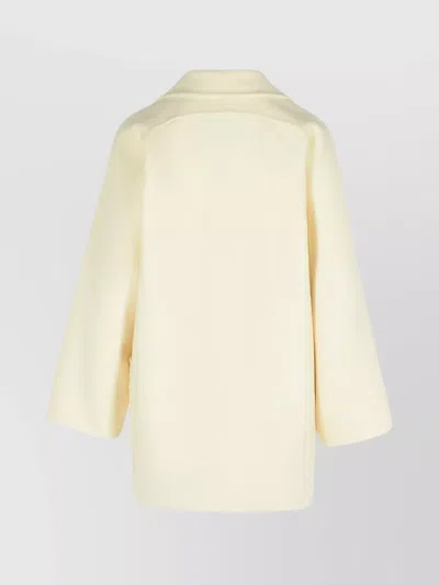 Max Mara Teddy Crop White Wool Blend Coat In Brown