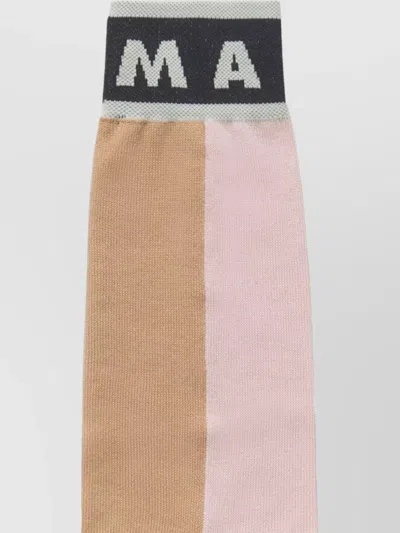 Marni Color Block Cotton Socks In Pink In Multi