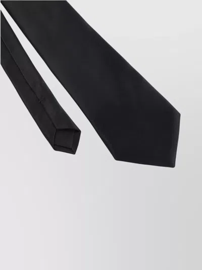 Saint Laurent Satin Tie Loop Back Silk Finish In Black
