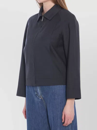 Gucci Wool Bomber Jacket With Elasticated Waist And Hem In Blue