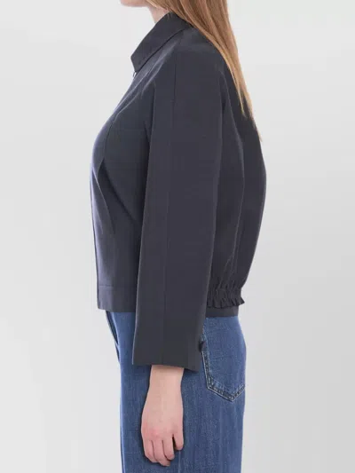 Gucci Wool Bomber Jacket With Elasticated Waist And Hem In Blue