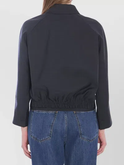 Gucci Wool Bomber Jacket With Elasticated Waist And Hem In Blue