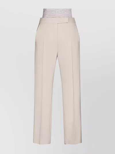 Max Mara Felice Straight Leg Trousers With Belt Loops In Neutral